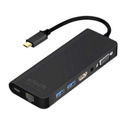Imagem de Docking Station NTech Type-C Multiport - VGA + HDMI + RJ45 + USB3.1 Preto