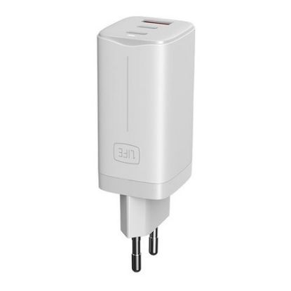 Imagem de Carregador de Tomada 1Life 1 Porta USB + 2 Portas Type-C 65W GaN Branco