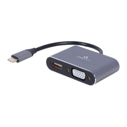 Imagem de Cabo Adaptador Type-C p/ HDMI + VGA M/F Gembird Cinza - 15cm