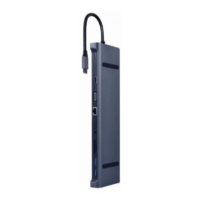 Imagem de Docking Station Gembird Type-C 10-em-1 Multiport 87W Cinza
