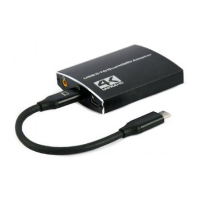 Imagem de Cabo Adaptador Type-C p/ 2x HDMI M/F Gembird Preto - 15cm