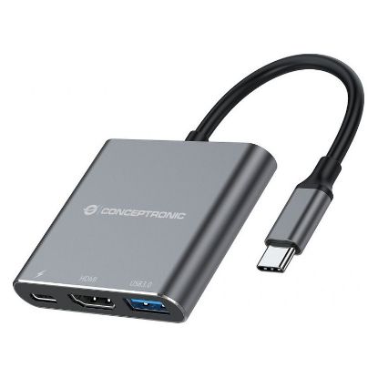 Imagem de Docking Station Conceptronic Type-C 1 Porta USB3.0 + 1 Porta Type-C/PD 3.0 + HDMI Donn18G 100W Cinza