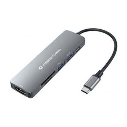 Imagem de Docking Station Conceptronic Type-C Multiport 6-em-1 DONN11G 100W Cinza