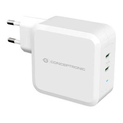 Imagem de Carregador de Tomada Conceptronic 2 Portas Type-C 100W ALTHEA08W Branco