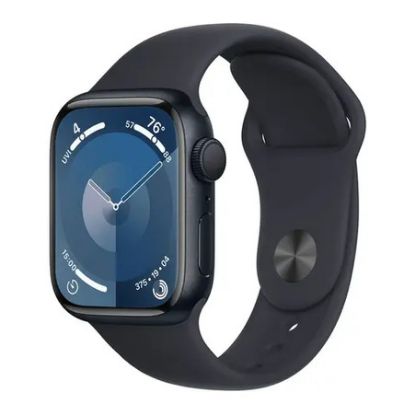 Imagem de Apple Watch Series 9 GPS Alumínio Meia-Noite | Bracelete Sport Meia-Noite - S/M (41mm)