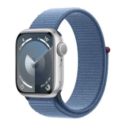 Imagem de Apple Watch Series 9 GPS Alumínio Prateado | Bracelete Sport Loop Azul Inverno (45mm)