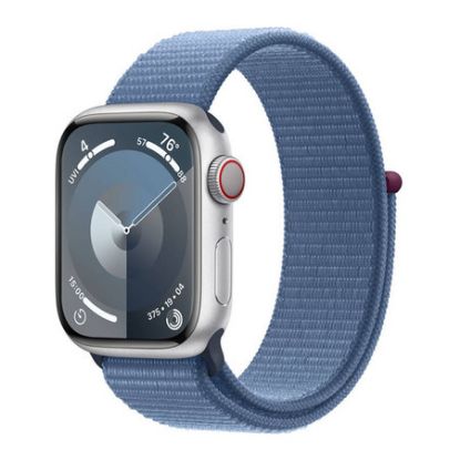 Imagem de Apple Watch Series 9 GPS + Cellular Alumínio Prateado | Bracelete Sport Loop Azul Inverno (41mm)