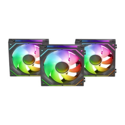 Imagem de Ventoinha 120mm Mars Gaming LinkFinity Mirror ARGB PWM Preta (Pack3) Kit