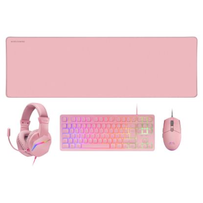 Imagem de Teclado e Rato + Headset + Tapete XXL Mars Gaming Combo MCP-RGB3 RGB Rosa (PT)
