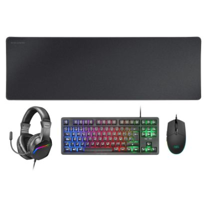 Imagem de Teclado e Rato + Headset + Tapete XXL Mars Gaming Combo MCP-RGB3 RGB Preto (PT)