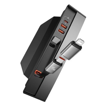 Imagem de Hub Type-C Baseus T-Space p/ Carros Tesla 45W Retrátil Preto