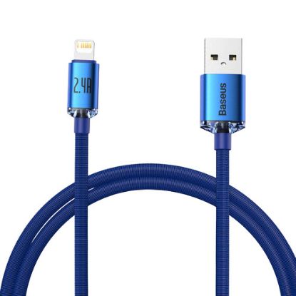 Imagem de Cabo USB2.0 p/ Lightning Baseus Crystal Shine Azul - 1.2Mtr
