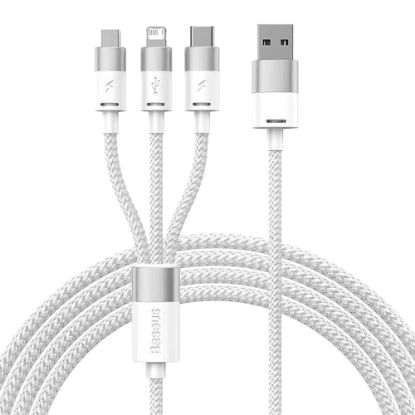 Imagem de Cabo USB2.0 p/ Lightning/Type-C/MicroUSB Baseus OTG StarSpeed Branco - 1.2Mtr
