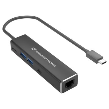 Imagem de Hub Type-C 2 Portas USB3.0 + 2 Portas Type-C + RJ45 2.5Gb Conceptronic Preto