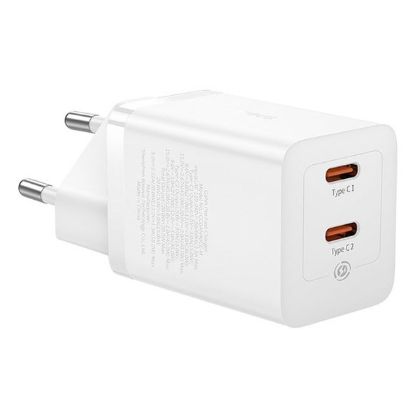 Imagem de Carregador de Tomada Baseus 2 Portas Type-C GaN5 Pro Fast Charge 40W Branco