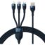 Imagem de Cabo USB2.0 p/ Lightning/Type-C/MicroUSB Baseus Flash Azul - 1.2Mtr