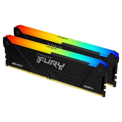 Imagem de Dimm DDR4 Pack 2x 16GB (32GB) Kingston CL16 3200Mhz 1Rx8 Fury Beast RGB Preta