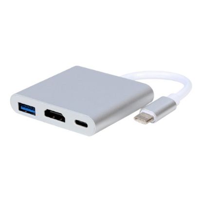 Imagem de Cabo Adaptador Type-C p/ Type-C + USB3.0 + HDMI Gembird Prateado