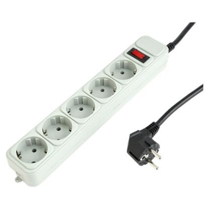 Imagem de Bloco de 5 tomadas Gembird SPG3-B-6C Branco - 1.8Mtr