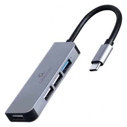 Imagem de Hub Type-C 1 Porta USB3.1 + 3 Portas USB2.0 Gembird Cinza