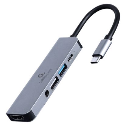 Imagem de Hub Type-C 1 Porta USB3.1 + USB2.0 + Type-C + HDMI + Audio Gembird Cinza
