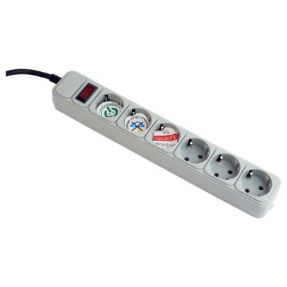 Imagem de Bloco de 5 tomadas Gembird SPG6-B-6C Branco - 1.8Mtr