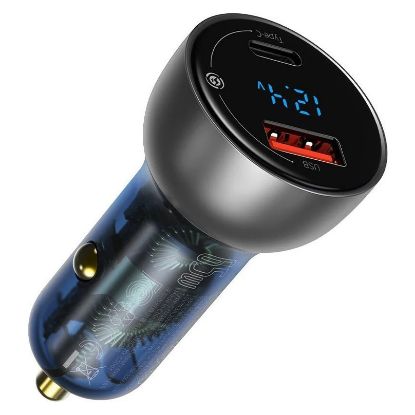 Imagem de Carregador de Isqueiro Baseus USB + Type-C 65W Cinza