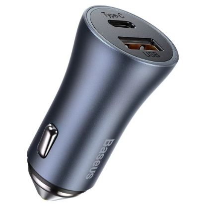 Imagem de Carregador de Isqueiro Baseus USB + Type-C 40W Cinza