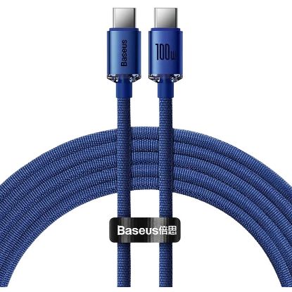 Imagem de Cabo USB3.1 Type-C 100W Baseus Crystal Shine Azul - 1.2Mtr