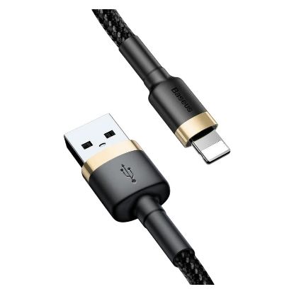 Imagem de Cabo USB2.0 p/ Lightning Baseus Cafule Preto/Dourado - 1Mtr