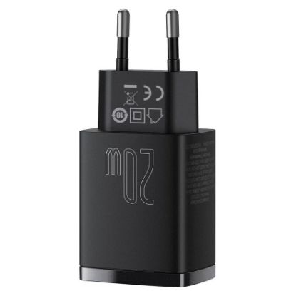 Imagem de Carregador de Tomada Baseus USB + Type-C Fast Charge 20W Preto