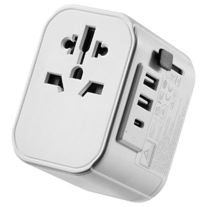 Imagem de Adaptador de Corrente Universal UE/EUA/UK/AU/CN + 2 Portas USB + Type-C Ewent Branco