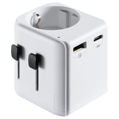 Imagem de Adaptador de Corrente Universal UE/EUA/UK/AU/CN + USB + Type-C Ewent Branco