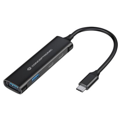 Imagem de Hub Type-C 2 Portas USB3.2 + 2 Portas Type-C Conceptronic Hubbies Preto