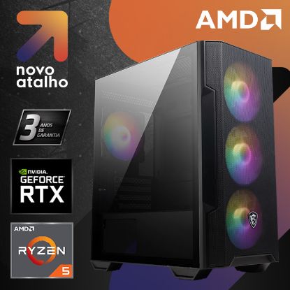 Imagem de Computador Novo Atalho Gaming Basic R5 16GB SSD 500GB RTX 3050 Preto