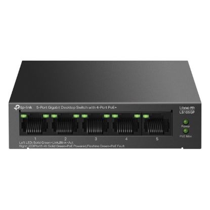 Imagem de Switch de Rede TP-Link LiteWave 5 Portas Gigabit 4x PoE+ - LS105GP