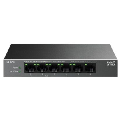 Imagem de Switch de Rede TP-Link LiteWave 6 Portas 10/100Mbps 4x PoE - LS106LP