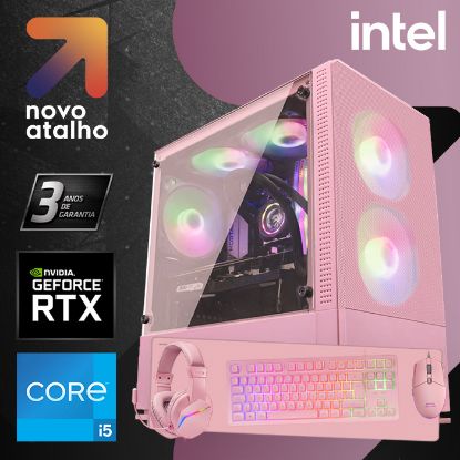 Imagem de Computador Novo Atalho Pink Edition Bundle i5 16GB SSD 1TB RTX 4060 Rosa + Teclado e Rato + Heads...