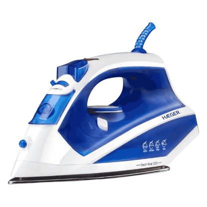 Imagem de Ferro de Engomar Haeger Steam River Inox 2200W Branco/Azul