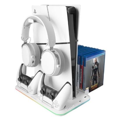 Imagem de Base p/ PS5 Mars Gaming MPS5-B2 Slim RGB + Suporte Headset Branco