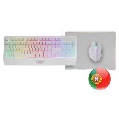 Imagem de Teclado e Rato + Tapete Mars Gaming Combo MCP124 RGB Branco (PT)