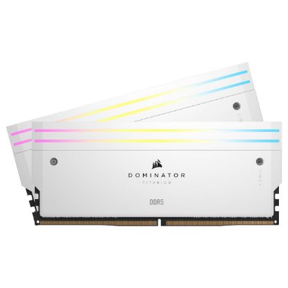 Imagem de Dimm DDR5 Pack 2x 32GB (64GB) Corsair CL32 6400Mhz Dominator Titanium RGB Branca