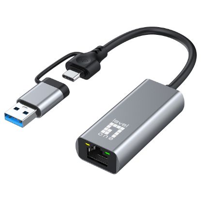 Imagem de Adaptador de Rede Type-C/ USB3.0 p/ RJ45 2.5Gbps Level One USB-0423 Cinza