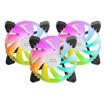 Imagem de Ventoinha 120mm Mars Gaming MF-3A ARGB PWM Preta (Pack3)