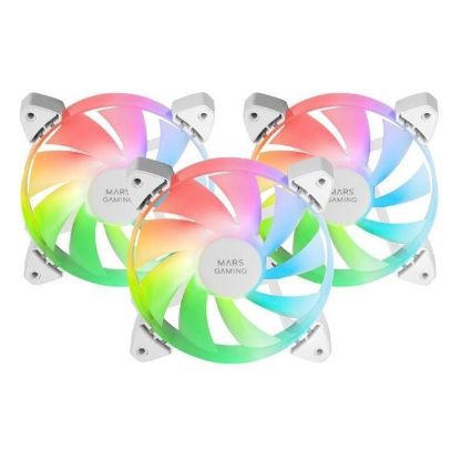 Imagem de Ventoinha 120mm Mars Gaming MF-3AW ARGB PWM Branca (Pack3)