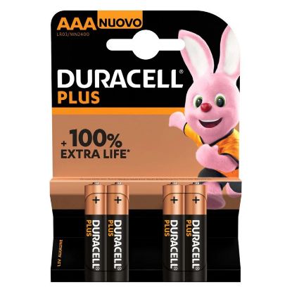 Imagem de Pack4 Pilhas Duracell Plus Alkaline LR3 1.5V AAA