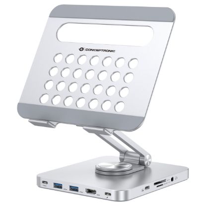 Imagem de Docking Station Conceptronic c/ Suporte Dobrável p/ Tablet Type-C Multiport 8-em-1 DONN26G 100W C...