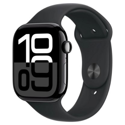 Imagem de Apple Watch Series 10 GPS Alumínio Preto | Bracelete Desportiva Preta - M/L (46mm)