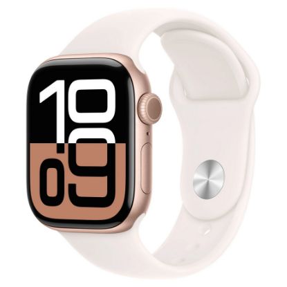 Imagem de Apple Watch Series 10 GPS + Cellular Alumínio Rosa-dourado | Bracelete Desportiva Rosa Leve - M/L...