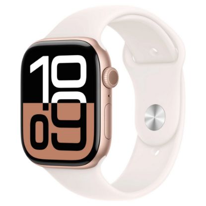 Imagem de Apple Watch Series 10 GPS + Cellular Alumínio Rosa-dourado | Bracelete Desportiva Rosa Leve - S/M...